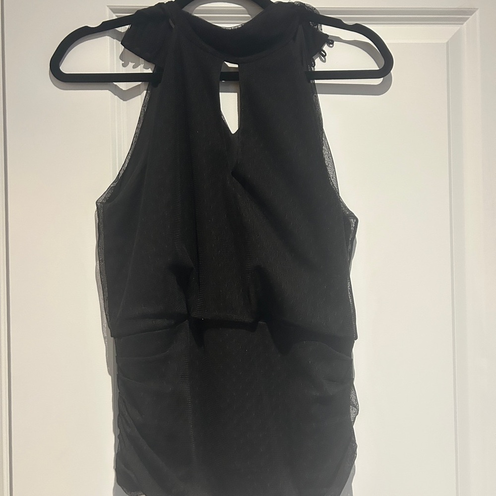White House Black Market Elegant Halter Black Top